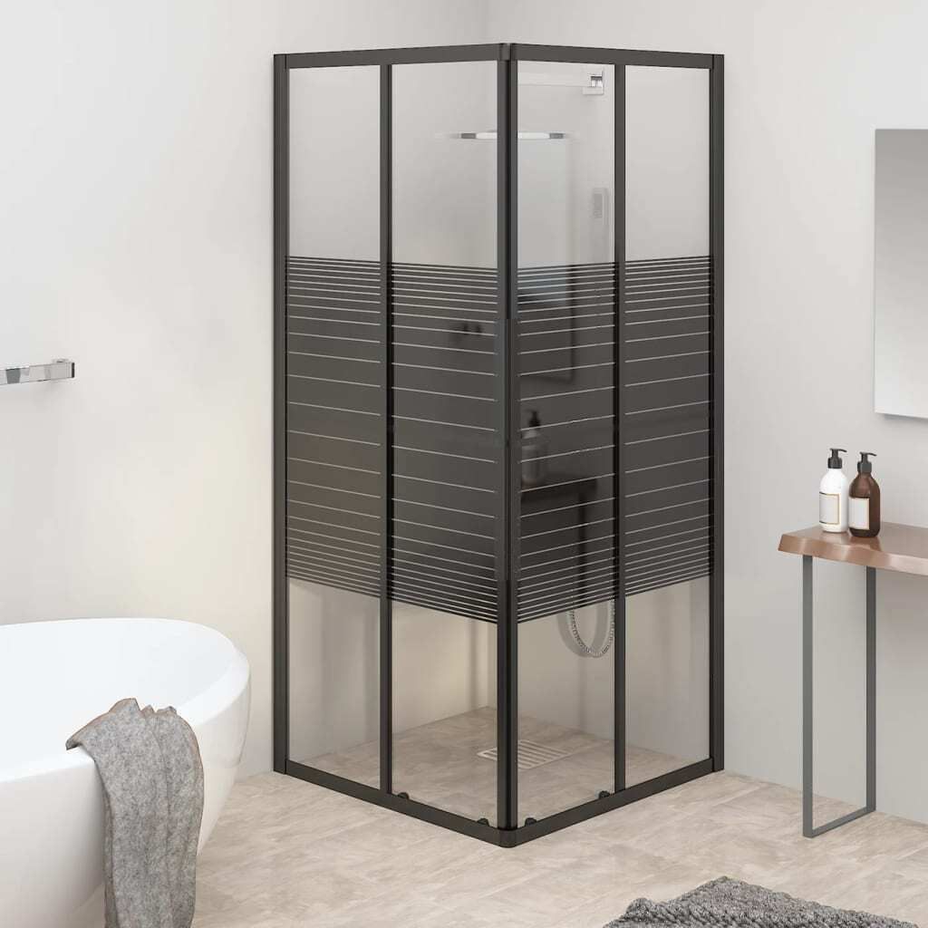 Möbel Duschkabine mit Streifen ESG 80x80x180 cm Schwarz - Duschabtrennungen 151849