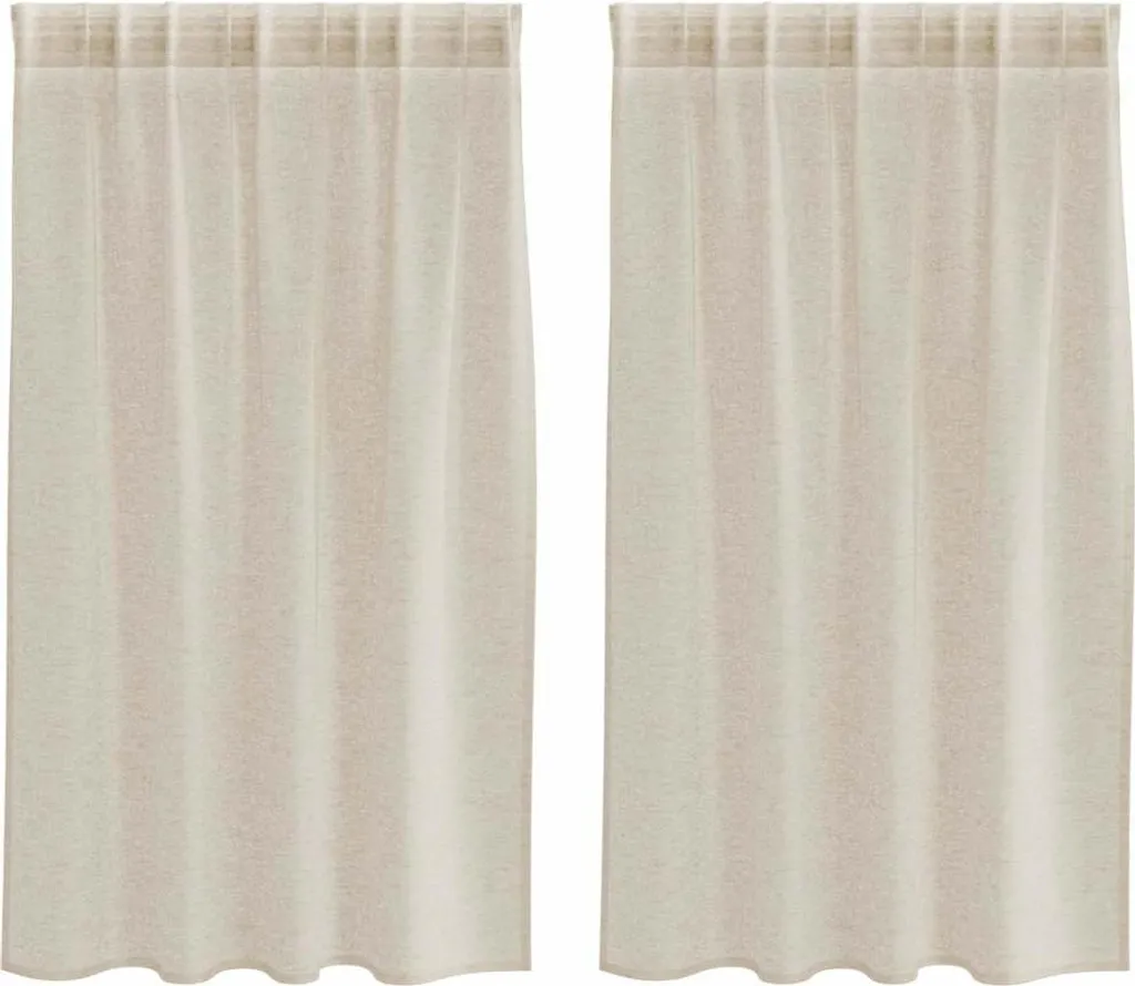 2 Pezzi Tende Voile Sabbia 140x140 cm - Lavabili e Facili da Appendere