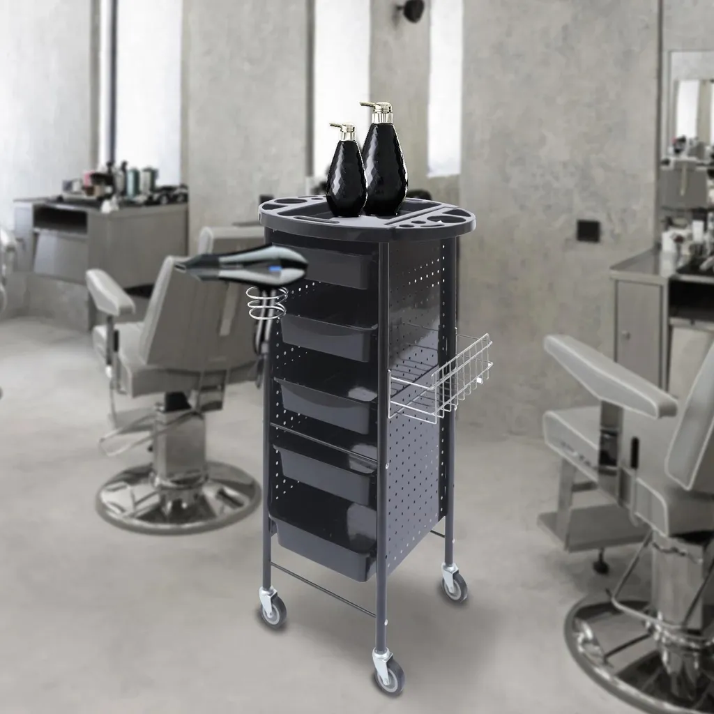 Chariot coiffeur avec surface galvanisée et structure fer haute qualité