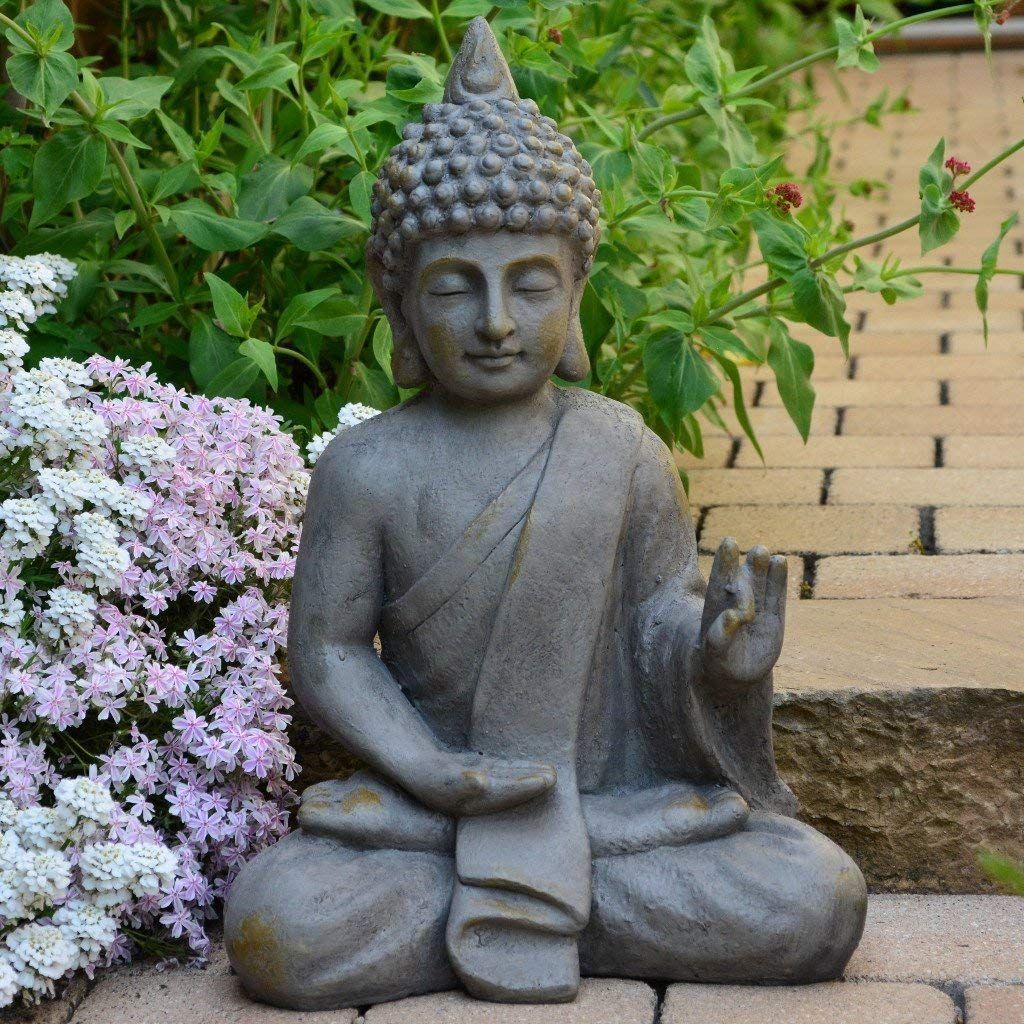 Buddha  FENG SHUI STATUE  Budda 31 cm Figur Garten Deko Wetterfest Grün