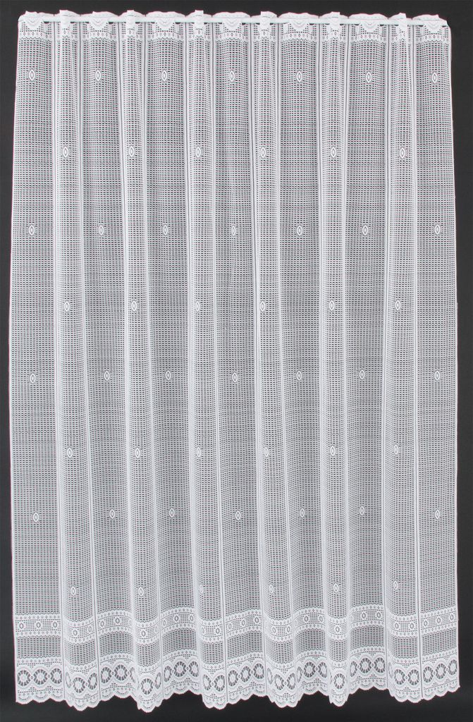 Gardinen Kranzusch Scheibengardine Jacquard gebogt Abschluss 180x37,5 cm H/B weiß Bistrogardine Vorhang Küche 1er Pack