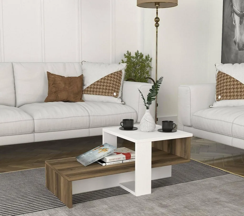 Table Basse Blanche Forme Fantaisie Pontey Structure Compacte 44cm