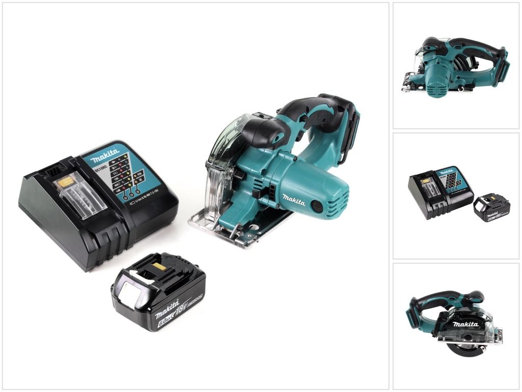 Makita DCS 552 RG1 18 V Akku Metall Handkreissäge 136 mm + 1x 6,0 Ah Akku und Lader + Sägeblatt und Schutzbrille