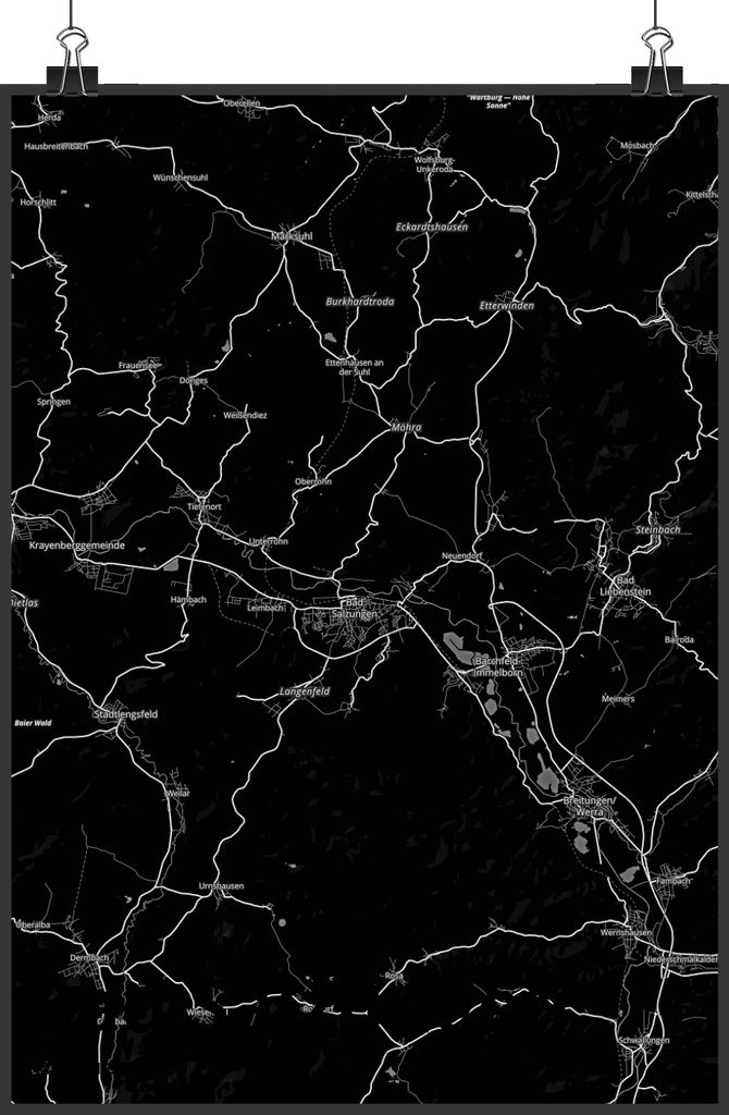 Mr. & Mrs. Panda Bild Bad Salzungen DIN A5 - Geschenk, Kunstdruck, Stadt, Dorf Karte Landkarte Map Stadtplan, Wanddeko, Wandbild, drucke, Posterdruck
