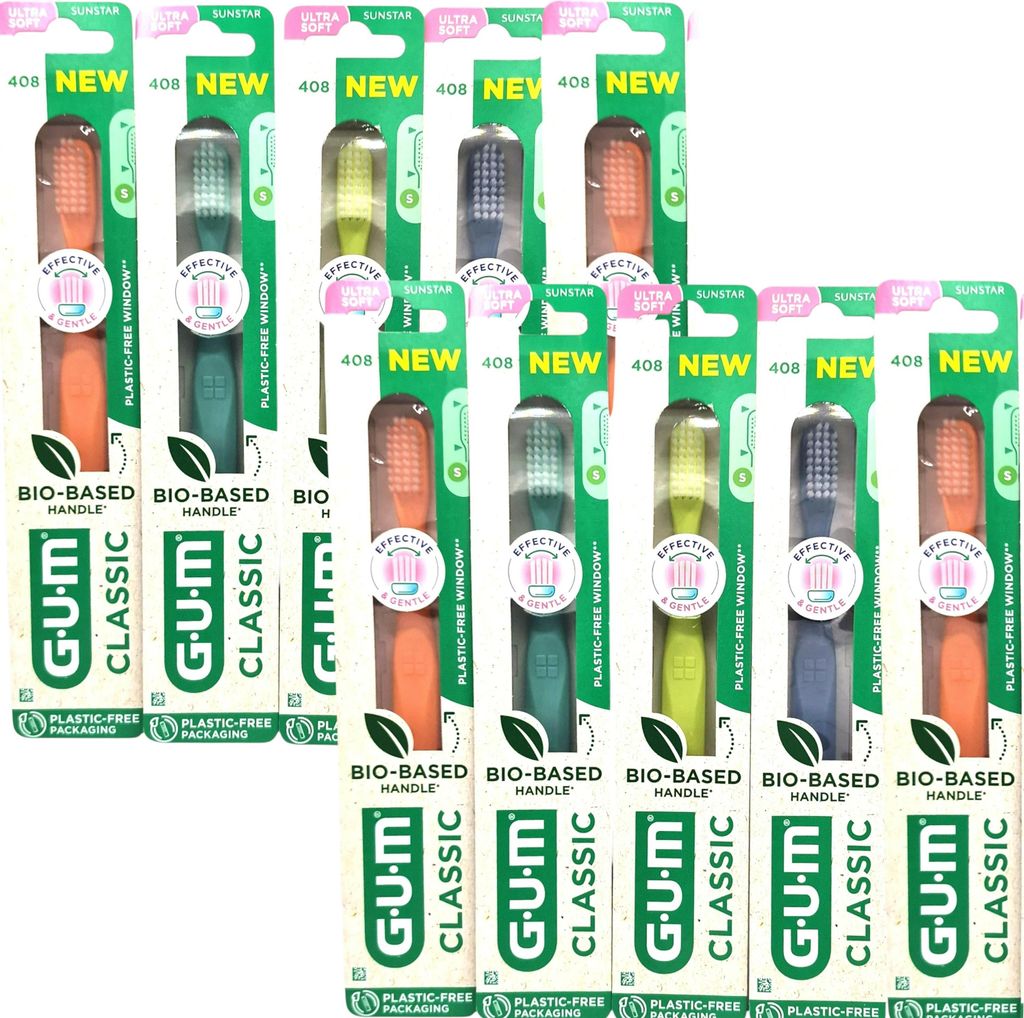 10x GUM Classic Zahnbürste 408 - ultrasoft NEU