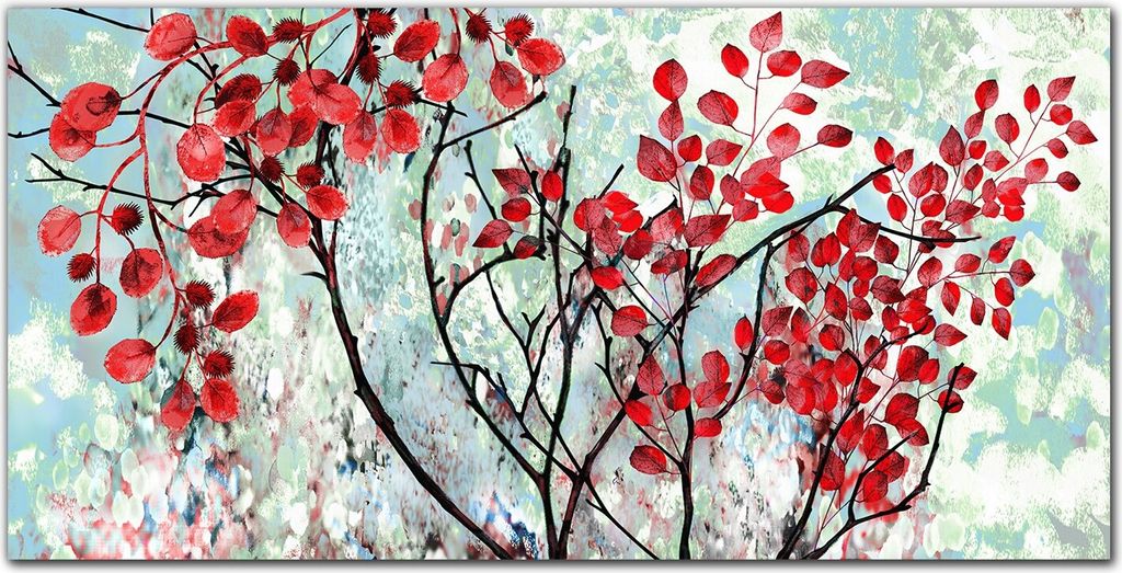 Coloray Küchenrückwand 140x70 Spritzschutz aus Glas - Blätter Zweige