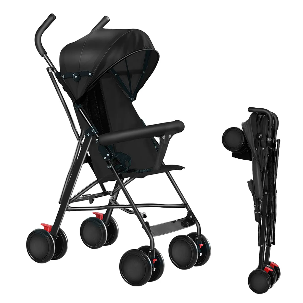 Poussette canne pliable Noir avec moustiquaire de protection intégrée