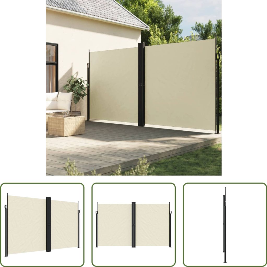 The Living Store Seitenmarkise Ausziehbar Creme 200x600 cm