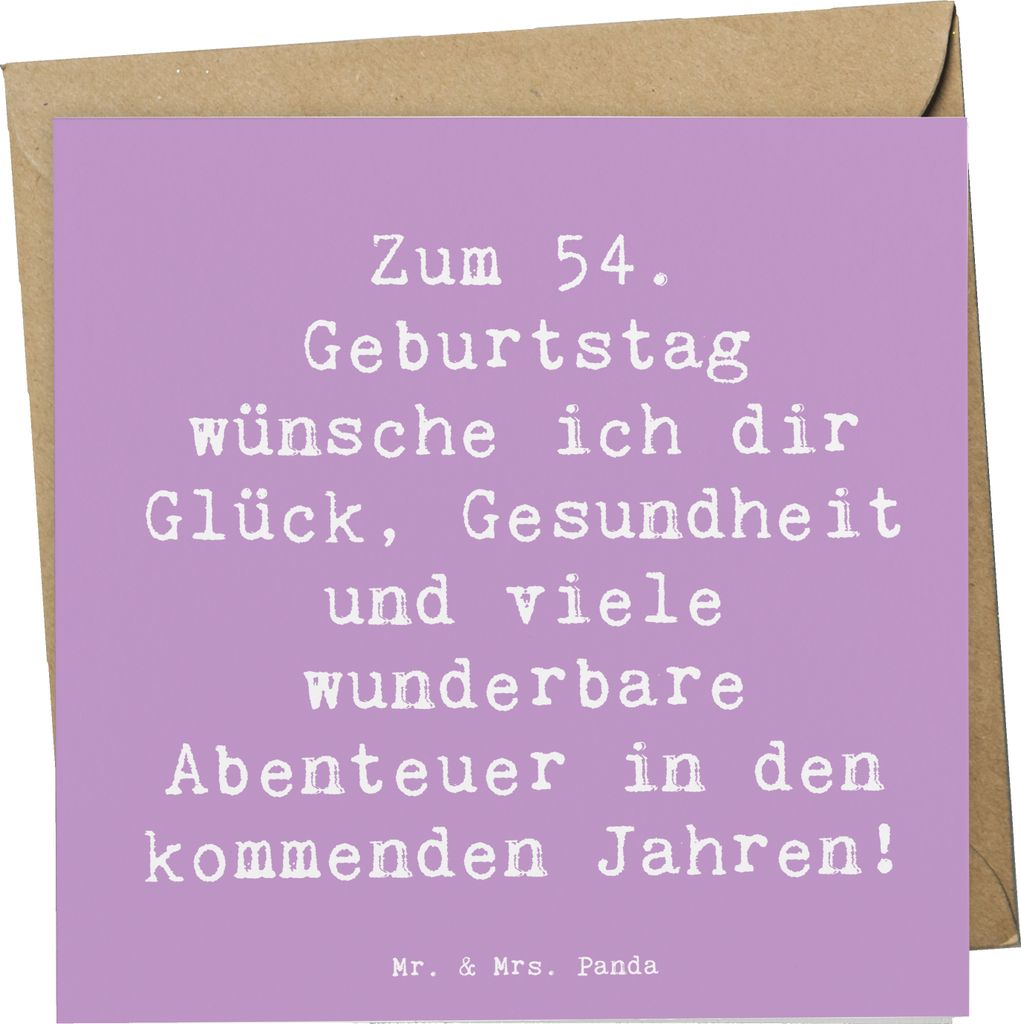 Mr. & Mrs. Panda Deluxe Karte Spruch 54. Geburtstag - Lavendeltraum - Geschenk, Glückwünsche, doppelkarte, faltkarte, Happy Birthday, Lebensjahr,...