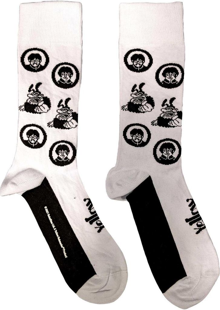 The Beatles - "Meanies" Socken für Herren/Damen Unisex RO7770 (40,5 EU - 45,5 EU) (Weiß/Schwarz)
