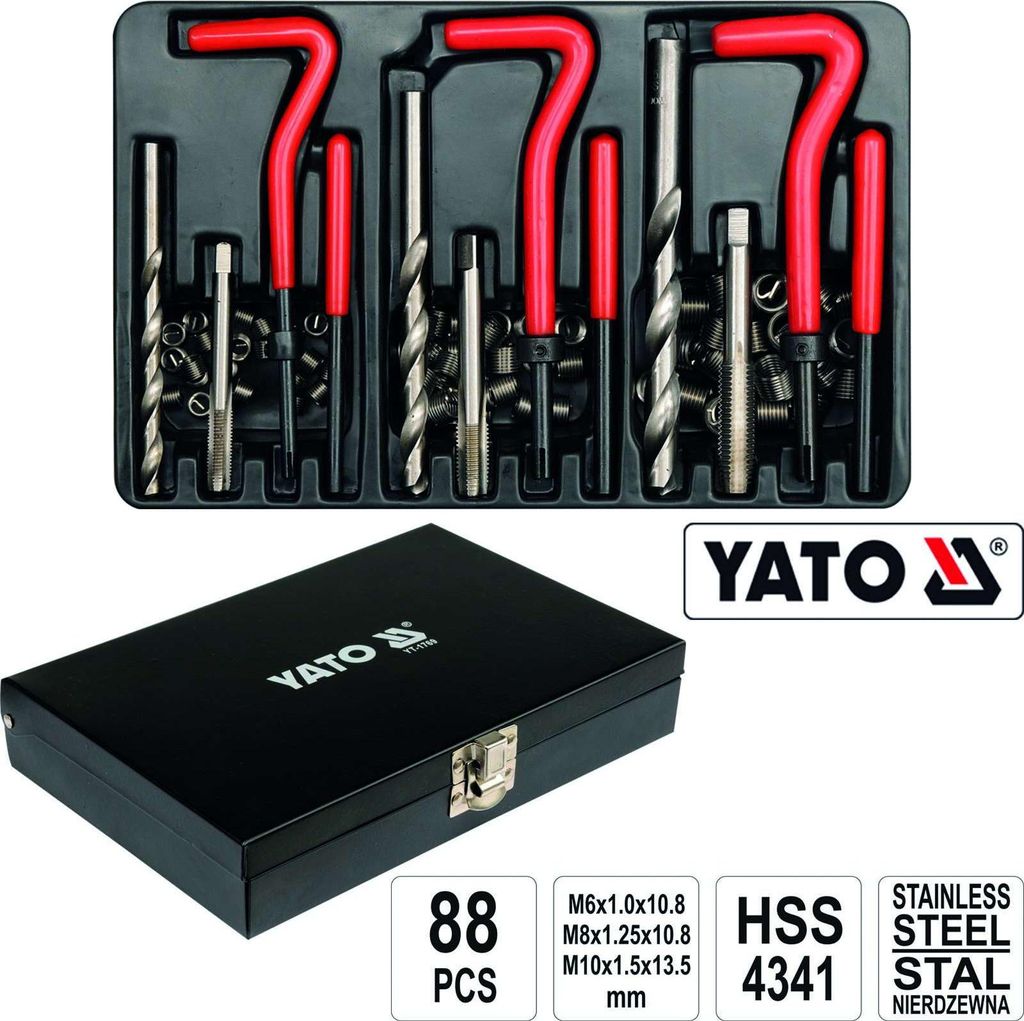 YATO Gewinderschneidersatz YT-1769 Gewinde Reparatur Set 88 Teilig