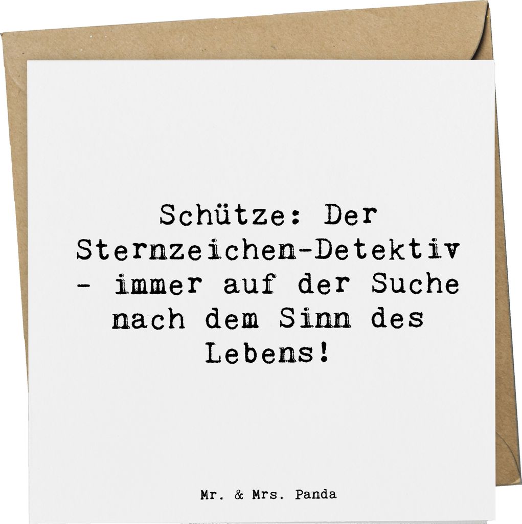 Mr. & Mrs. Panda Grußkarte Spruch Schützenblick - Weiß - Geschenk, Optimismus, Glückwunschkarte, doppelkarte, Geschenke Sternzeichen, anlasskar...