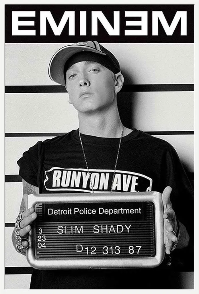 Poster Eminem Encadré sous Verre Acrylique avec Cadre Shinsuke Blanc Maxi