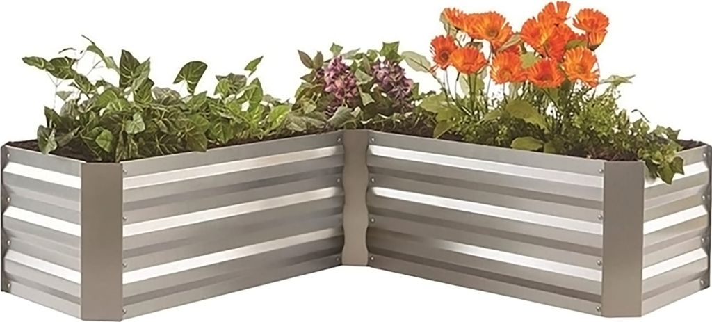 Eck Beetumrandung aus Metall - ca. 120 x 45 x 30 cm - Verzinkter Stahl, Silber