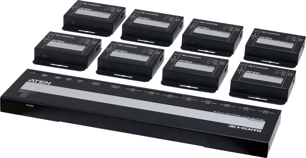 ATEN VS1828KIT 8-Port 4K HDMI Cat6 Splitter mit 8 Empfänger