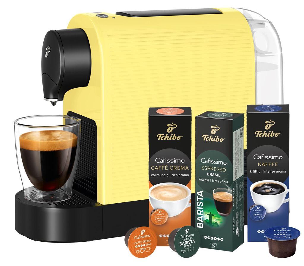 Tchibo Cafissimo „Pure plus“ Kaffeemaschine Kapselmaschine inkl. 30 Kapseln für Caffè Crema, Espresso und Kaffee | 0,8l | 1250 Watt | 11,9 x ...