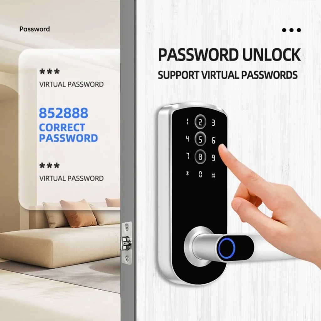 Serrure Connectée Tuya INF Argent - Entrée Biométrique Bluetooth TTLock