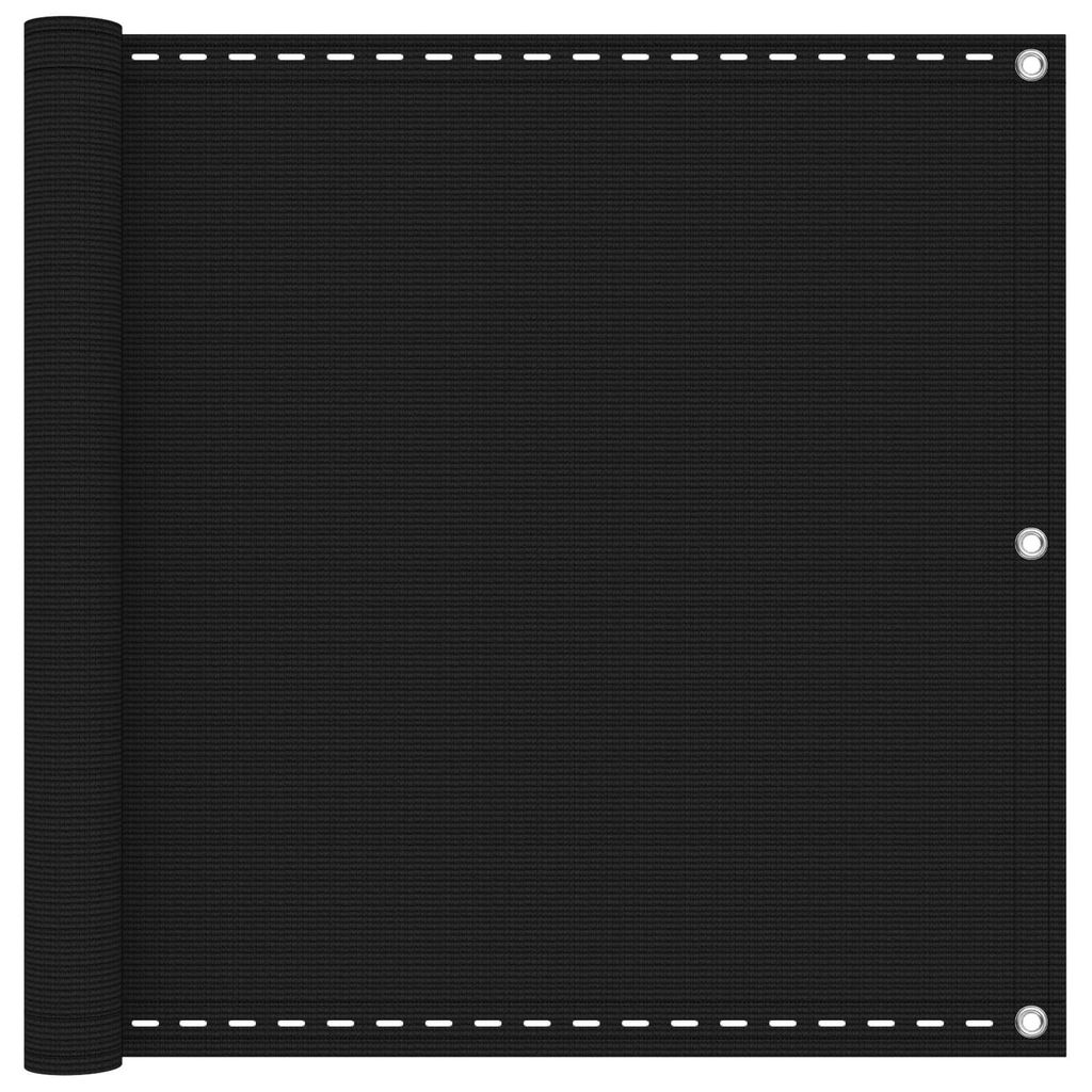 vidaXL Balkonsichtschutz Schwarz 75 x 1000 cm HDPE und Aluminium