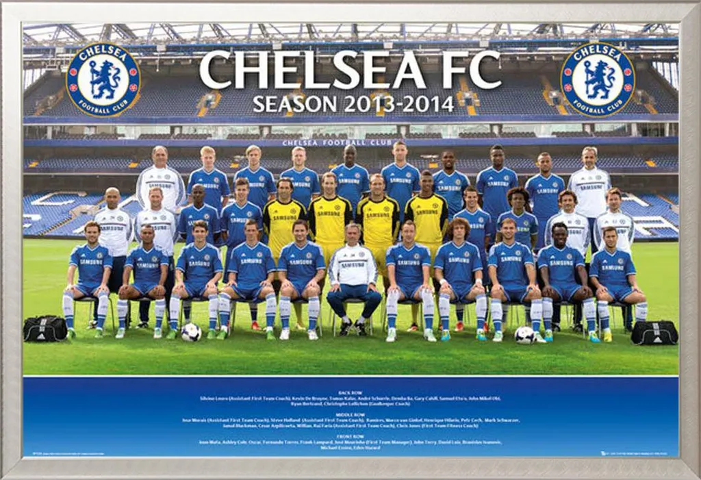 Poster Chelsea Team Photo 13/14 avec cadre Shinsuke Maxi alu argenté