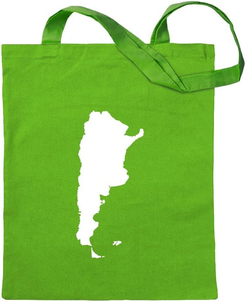 Kiwistar - Baumwolltasche - hellgrün - Argentinien Umriss Kontur - Tragetasche Stoffbeutel Umhängetasche langer Henkel