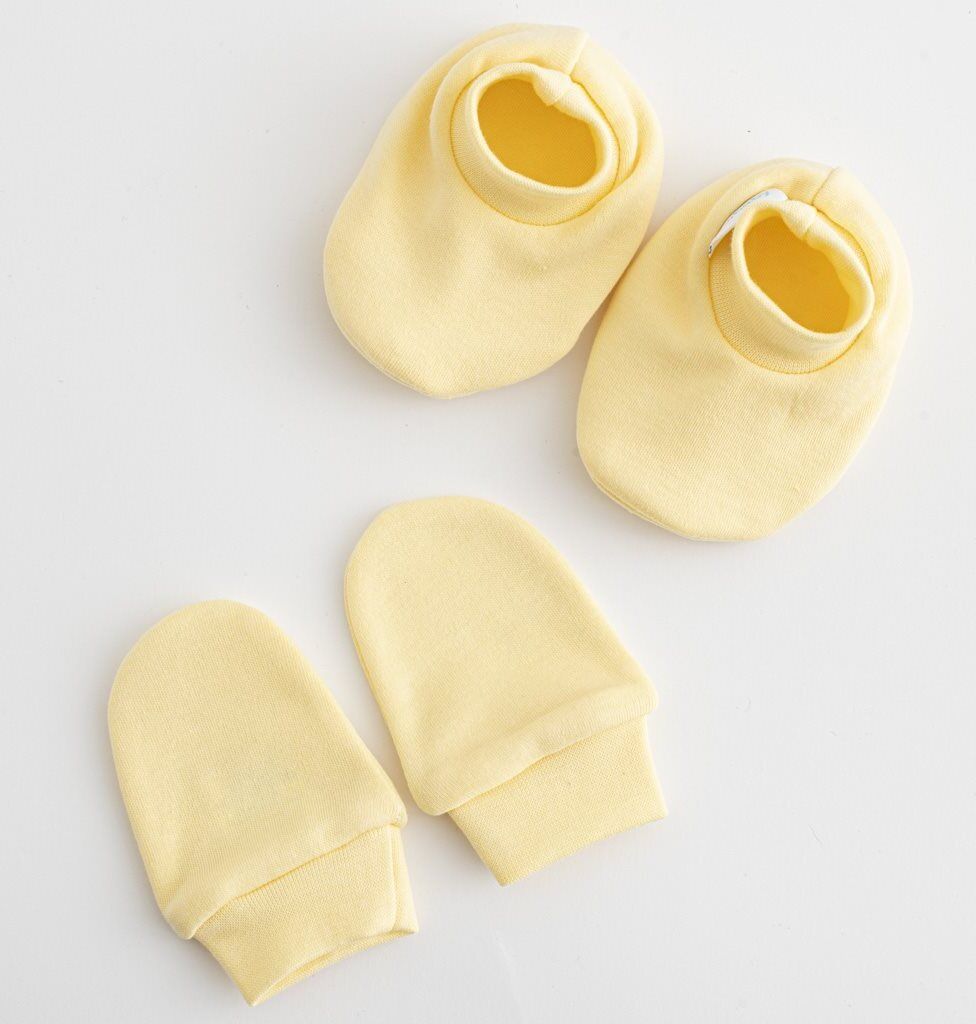 New Baby Lässig gekleidet gelb 0-6m Baumwolle Baby-Set mit Mützen und Handschuhe, Gr. 0-6 m