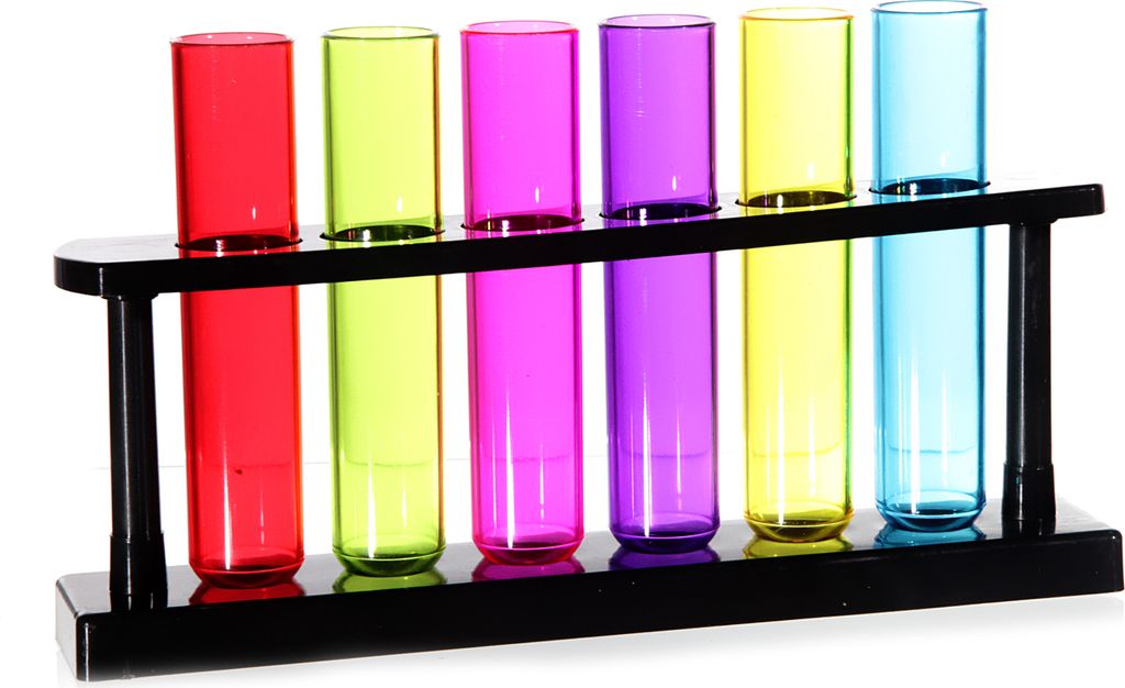 Party Shotgläser, 6er Set, Reagenzglas mit Ständer, bunt für Halloween Karneval Junggesellenparty