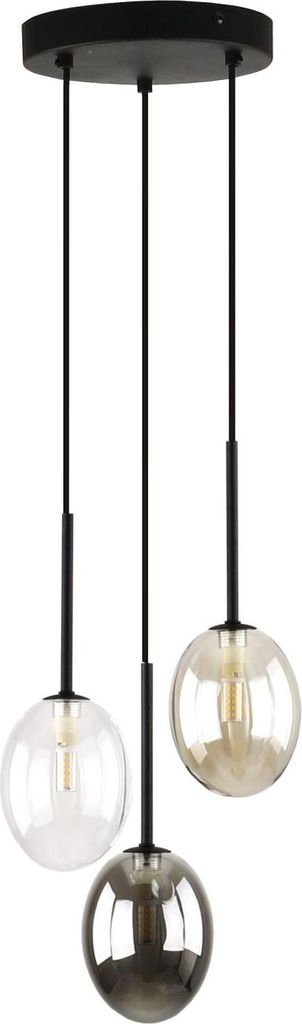 Hängeleuchte Glas Metall G9 24 cm breit H: max. 145 cm Schwarz Mehrfarbig 3-flammig Modern Hängelampe