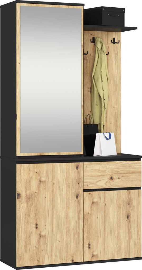 Akord Set Per Ingresso Entro Nero/Rovere Artisan 95X35X183 Immagine del prodotto 