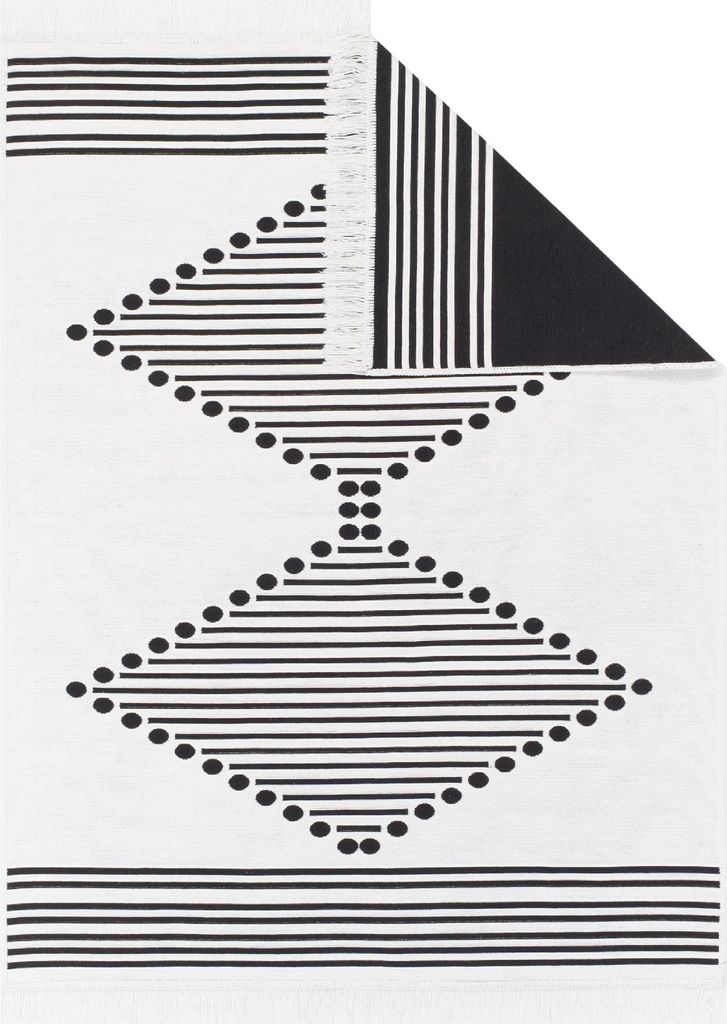 Tapiso Teppich AZTECA modern Fransen grau schwarz melange Wohnzimmer 140 x 200 cm