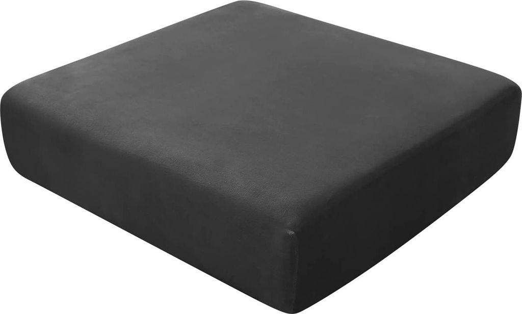 Sofakissenbezüge, Stretch-Samt-Sofakissenbezüge, Ersatz-Sofakissenbezüge für einzelne Kissen (Groß, 1-Sitzer, Schwarz)