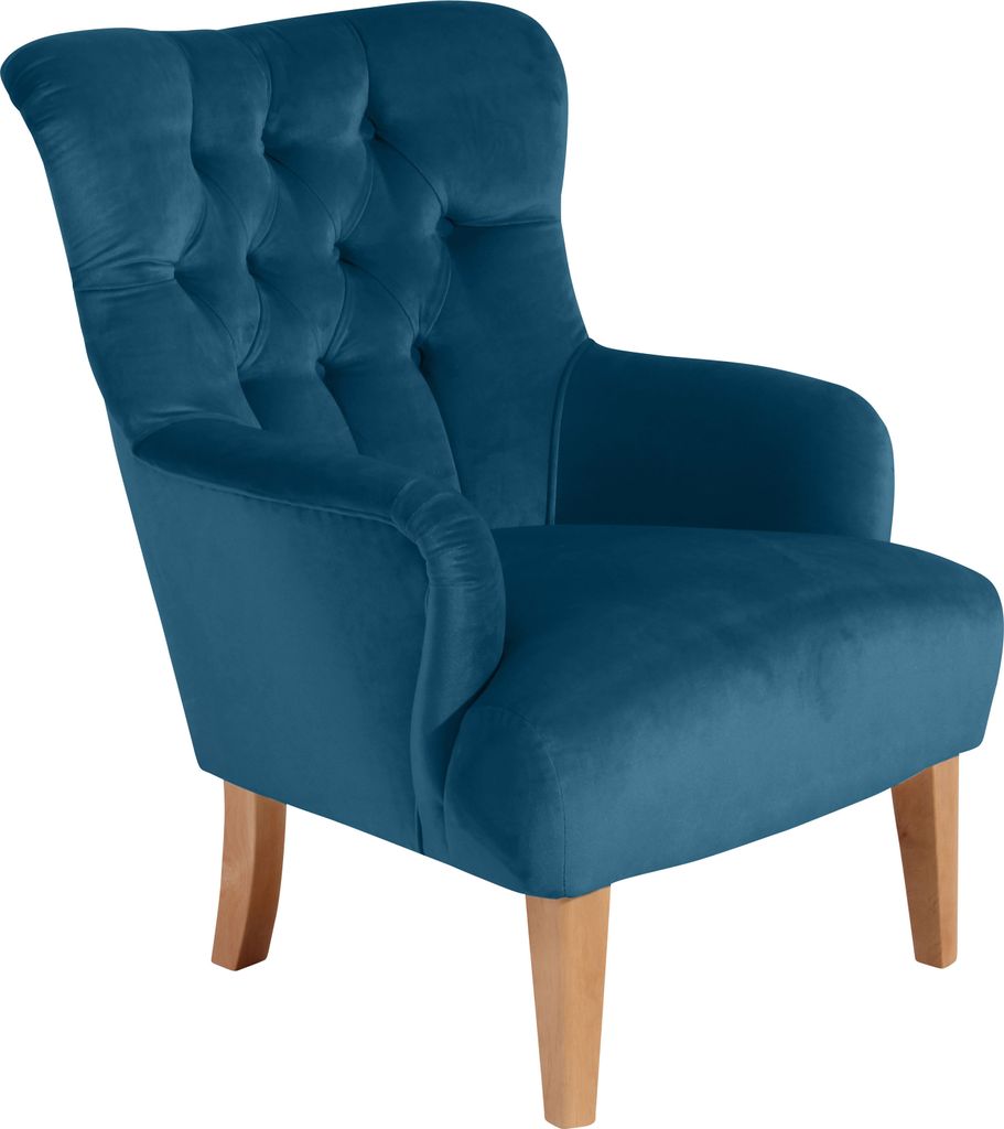 Max Winzer Sessel Brandon - Samtvelours petrol - Maße: 71 x 82 x 97 cm