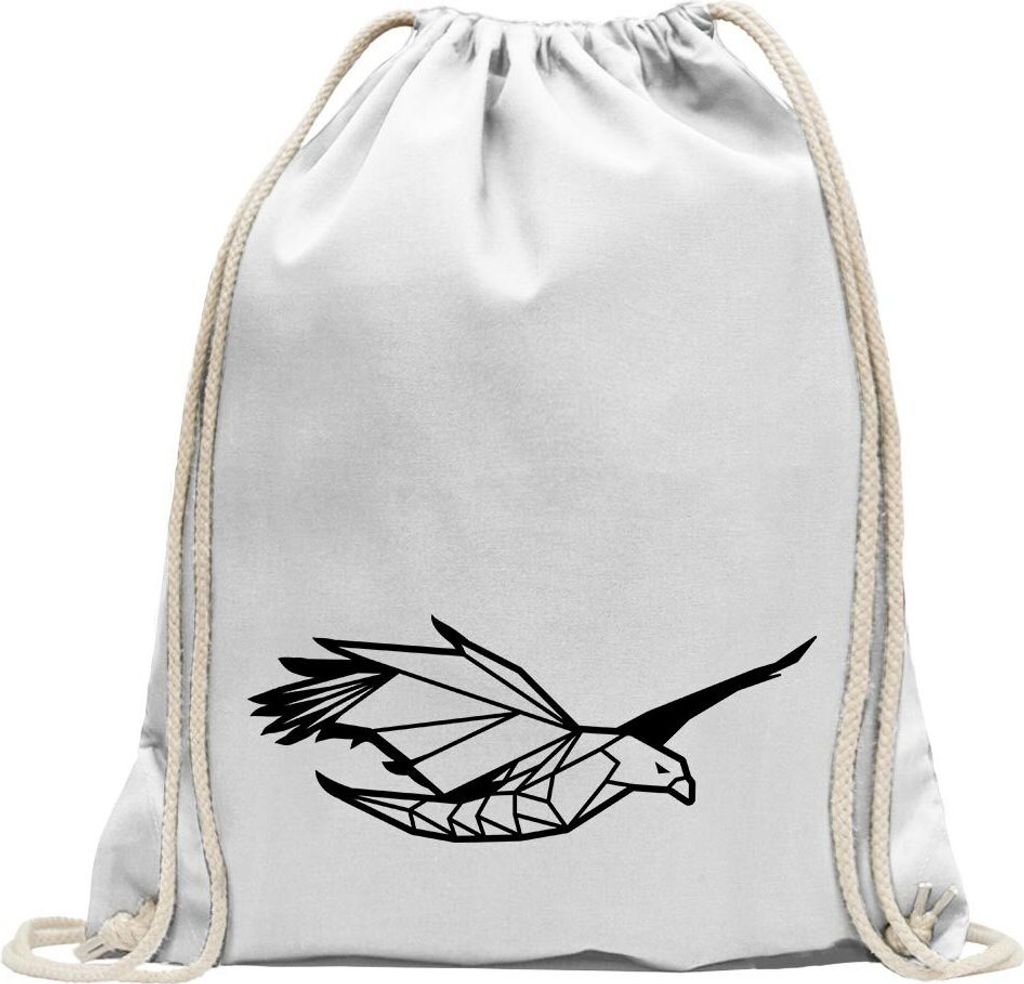 Kiwistar - Turnbeutel - weiss - Adler Raubvogel Polygon - Fun Rucksack Sport Beutel Gymsack Baumwolle mit Ziehgurt