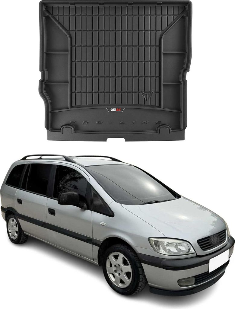 OMAC Gummi Kofferraumwanne für Opel Zafira 1999-2005 Klappbare 3.Reihe Schwarz