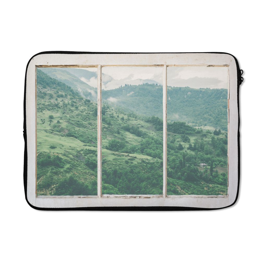 MuchoWow Laptop Hülle 13 Zoll Aussicht - Landschaft - Grün Laptoptasche - Laptophülle - Sleeve - Rundumschutz
