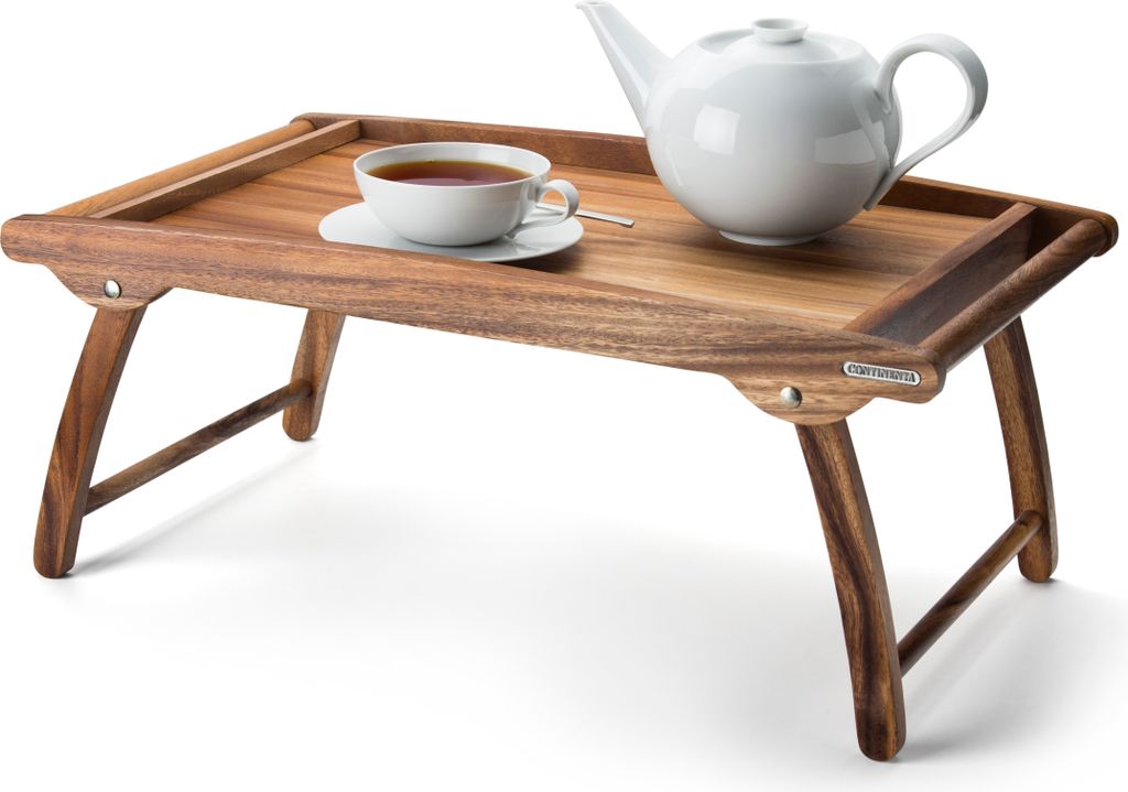 Continenta Bett-Tablett, Betttablett, Serviertablett, Frühstückstablett, Betttisch, Akazienholz, 53 x 32 cm, 4868