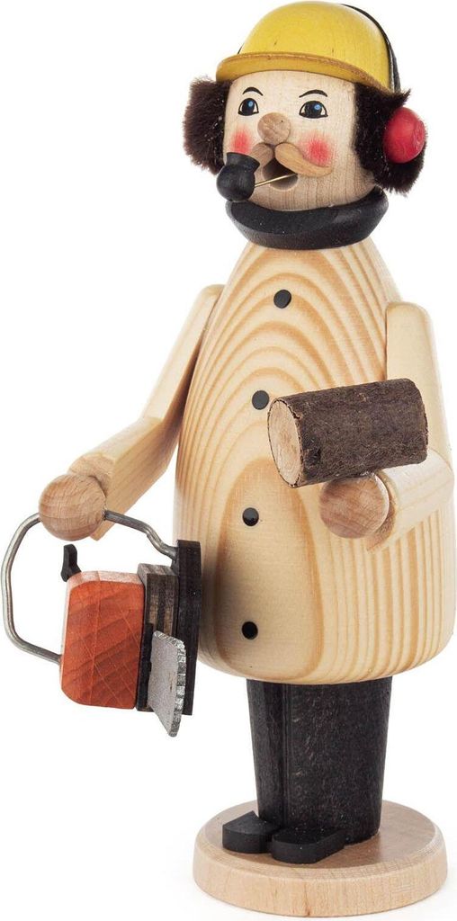 Räuchermann Waldarbeiter mit Kettensäge Höhe 17,5cm NEU