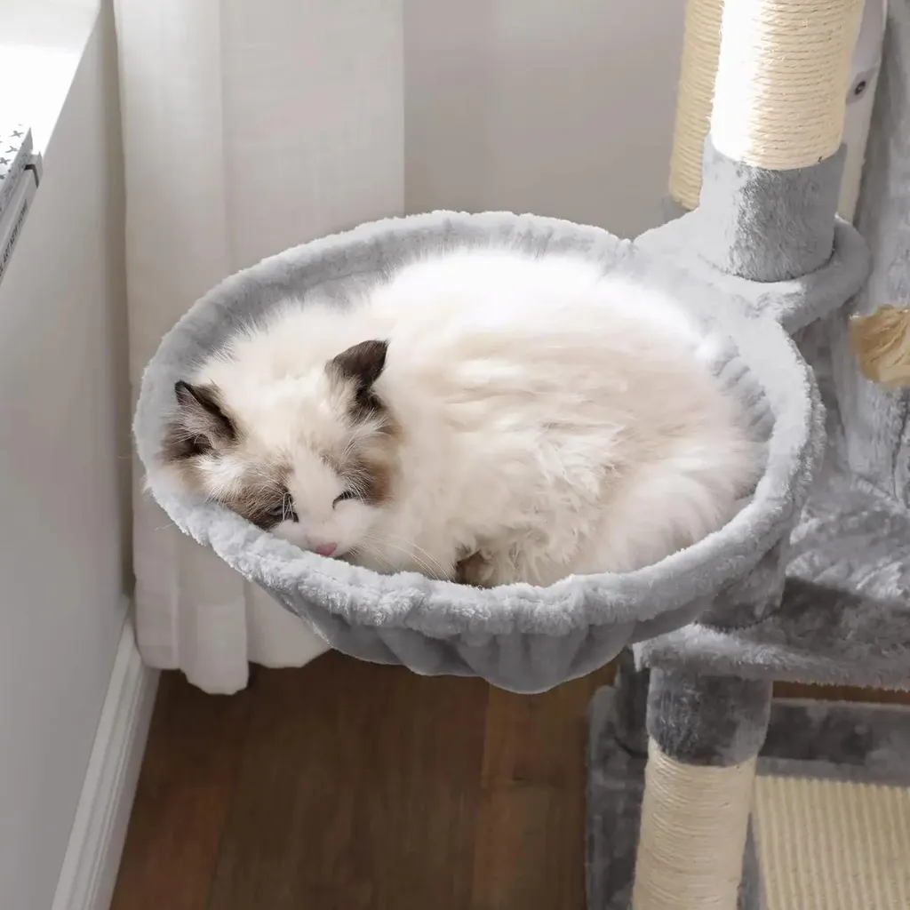 Arbre à chat 5 niveaux gris avec structure renforcée haute qualité - 6