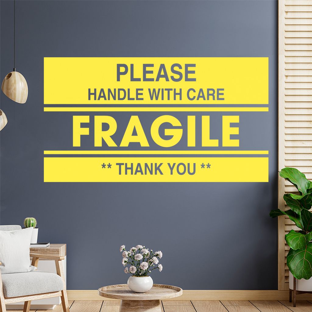 FRAGILE - please handle Wandtattoo Wandaufkleber Wall Sticker - Dekoration, Küche, Wohnzimmer, Schlafzimmer, Badezimmer