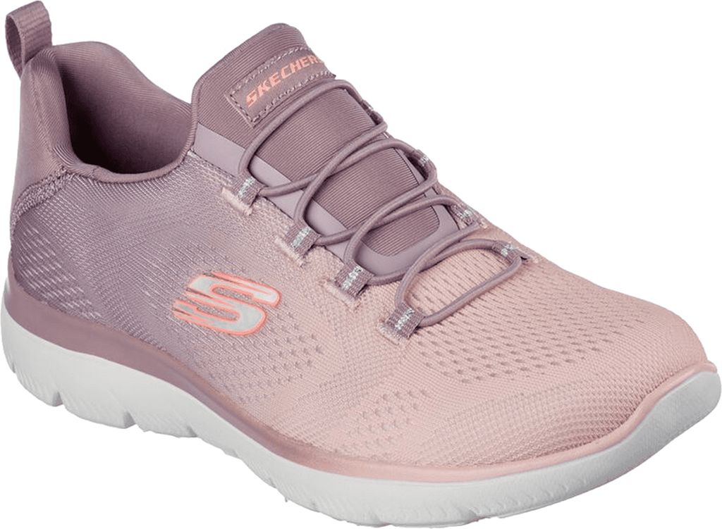 Skechers Damen-Sneaker-Slipper SUMMITS - BRIGHT CHARMER Mauve-Coral-Rosa-Weiß, Farbe:rot, EU Größe:37