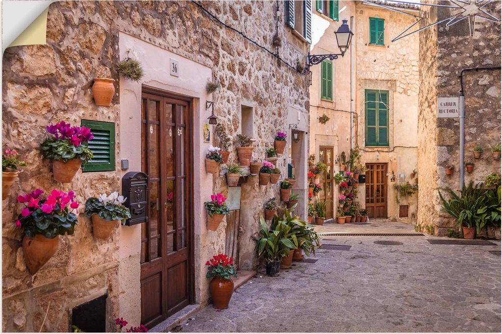 ARTland Wandbild, selbstklebend Altstadtgasse in Valldemossa II Größe: 60x40 cm