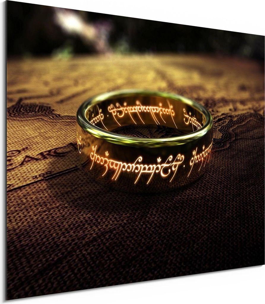 DEQORI Alu-Dibond Bild Weiß 80x60 cm 'Der eine Ring (HdR)' Wandbild Metall dünn Design