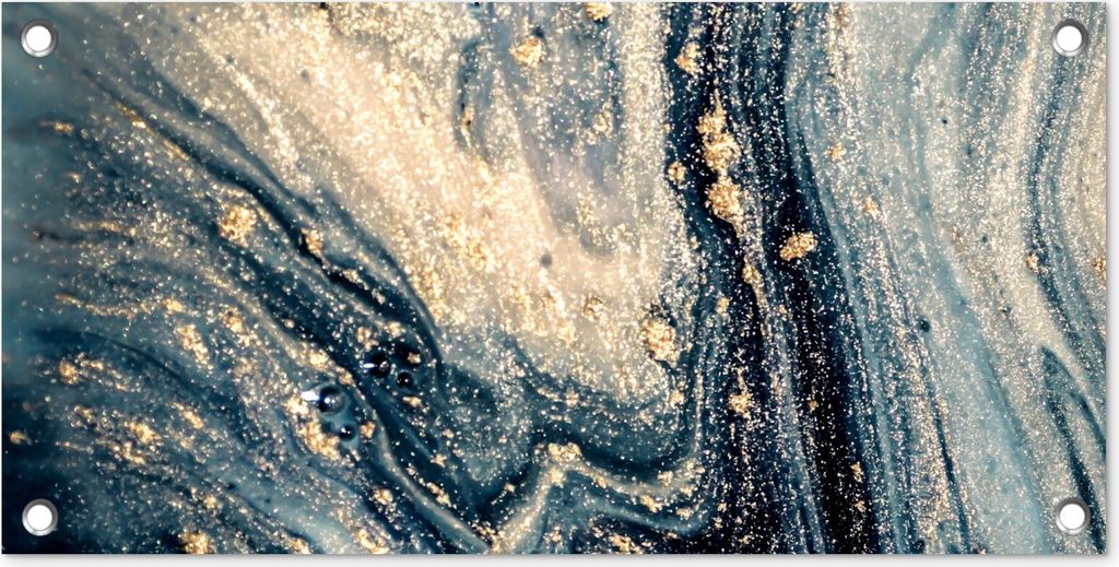 MuchoWow 60x30 cm Outdoor-Poster Gartendeko Sichtschutz Garten Poster für den Garten Marmor - Farbe - Glitter - Gold