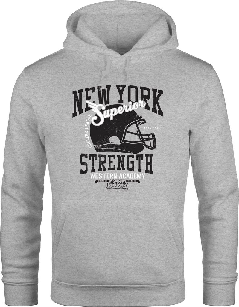 Hoodie Herren New York American Football Helmet Kapuzenpullover Moonworks grau XL