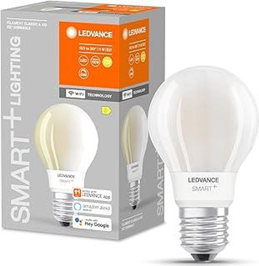LEDVANCE Smarte LED-Lampe mit Wifi Technologie, Sockel E27, Dimmbar, Warmweiß (2700K), Birnenform, Matt, Ersatz für herkömmliche 75W-Glühbirnen...