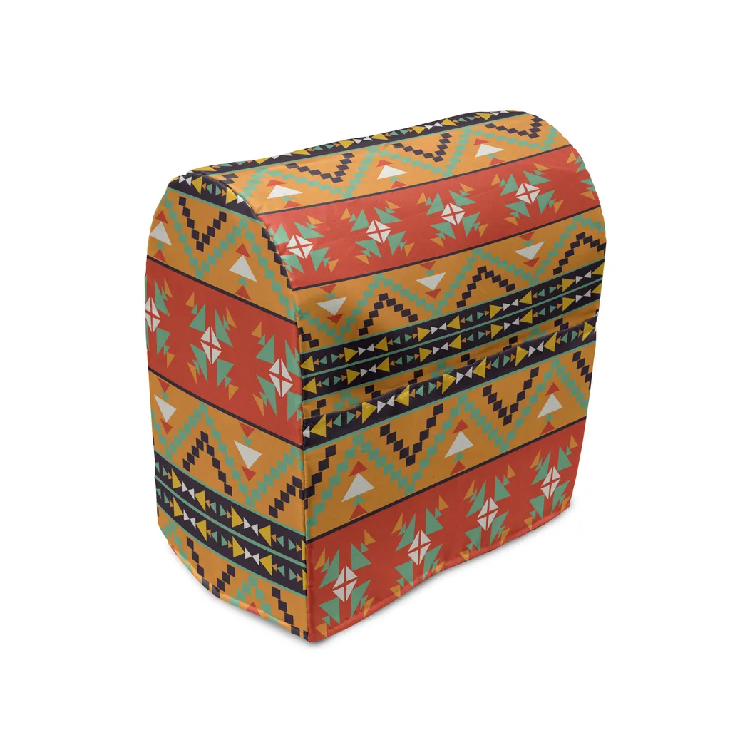 Couvre-mixeur Aztèque Orange et Vert avec Poches Latérales 36x39x24 cm