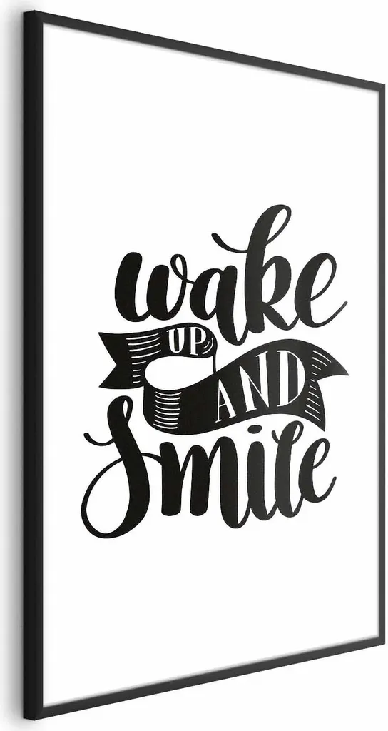Poster Wake up and smile 40x60 cm con Cornice Nera e Margine Elegante