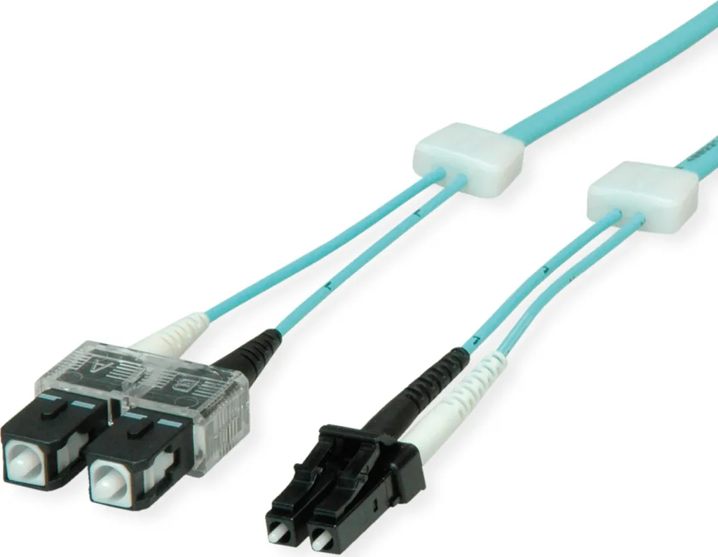 Cavo patch LED in fibra ottica EasyLan duplex 50/125µm OM3, LC/SC, turchese, 10 m