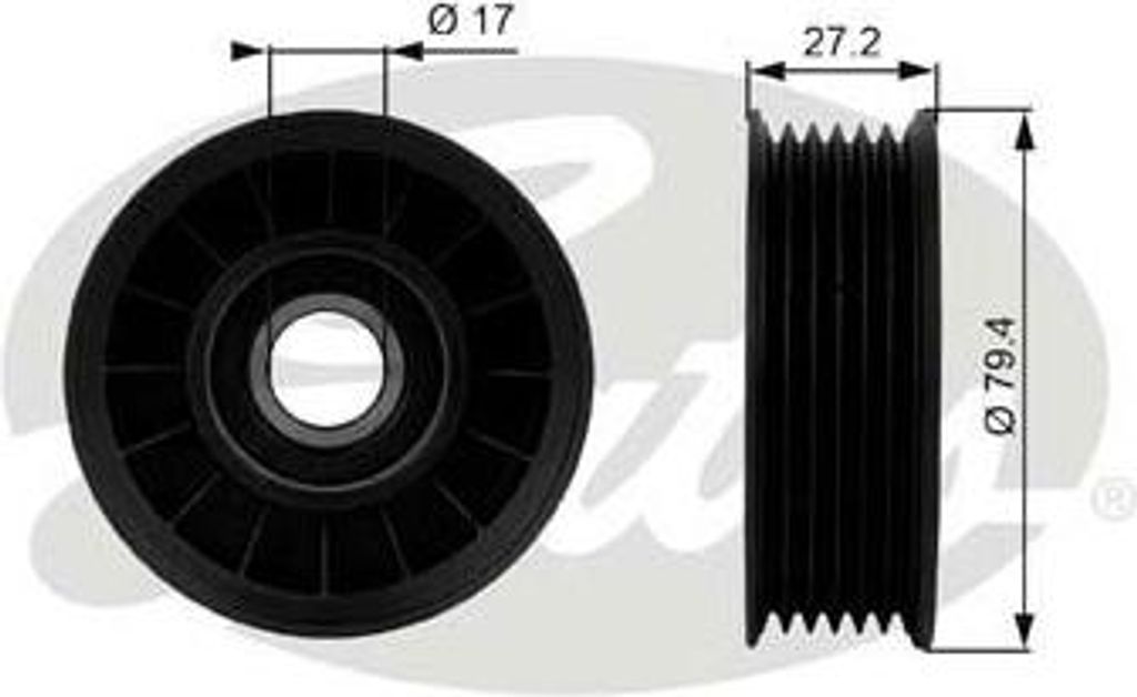 GATES T38009 Umlenk-/Führungsrolle, Keilrippenriemen OE 12564509 kompatibel mit Cherokee, Equinox, Corsica, Camaro, Beretta