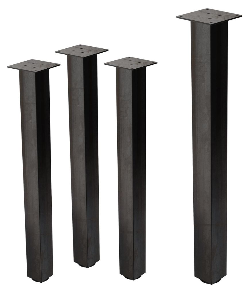 ML-Design 4er Set Tischbeine I-Design 90 cm Industrial, Tischgestell aus Metall pulverbeschichteter Stahl Profil 8x8 cm höhenverstellbare Möbelf...