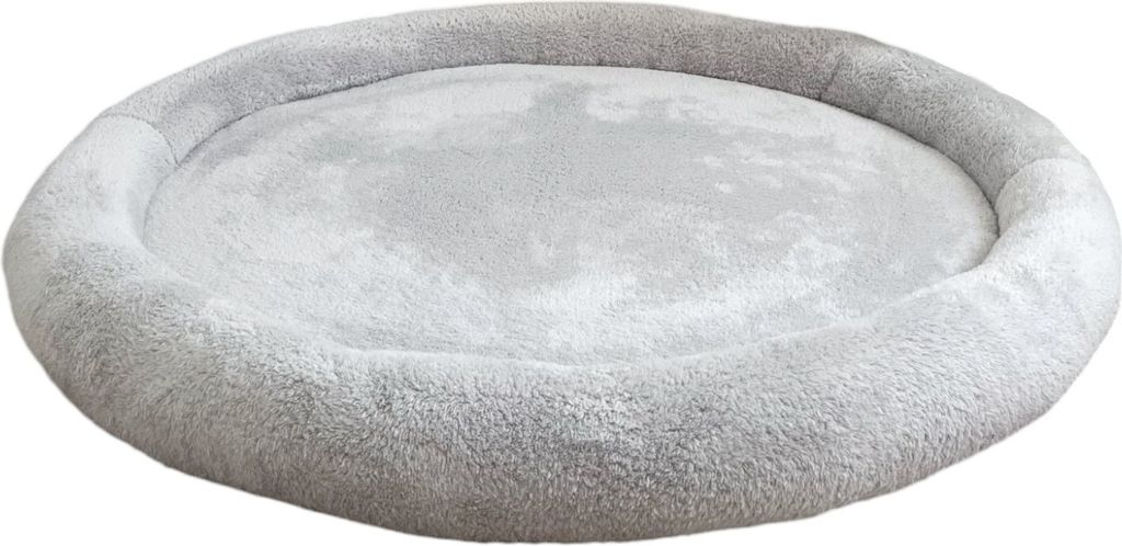 Monio for Kids - Hellgrau Babyspielmatte Nestchen Plüsch mit Abnehmbarem Bezug und Silikonfüllung